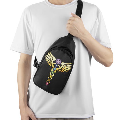 The Seven Chakras Caduceus Print Chest Bag