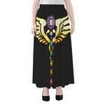 The Seven Chakras Caduceus Print Chiffon Maxi Skirt
