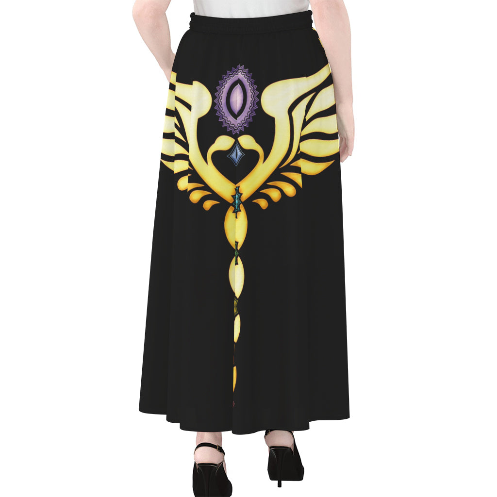 The Seven Chakras Caduceus Print Chiffon Maxi Skirt