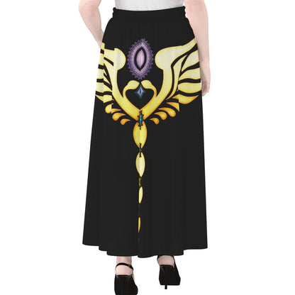 The Seven Chakras Caduceus Print Chiffon Maxi Skirt