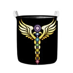 The Seven Chakras Caduceus Print Collapsible Laundry Basket