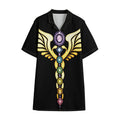 The Seven Chakras Caduceus Print Cotton Hawaiian Shirt