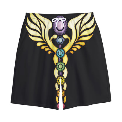 The Seven Chakras Caduceus Print Cotton Shorts