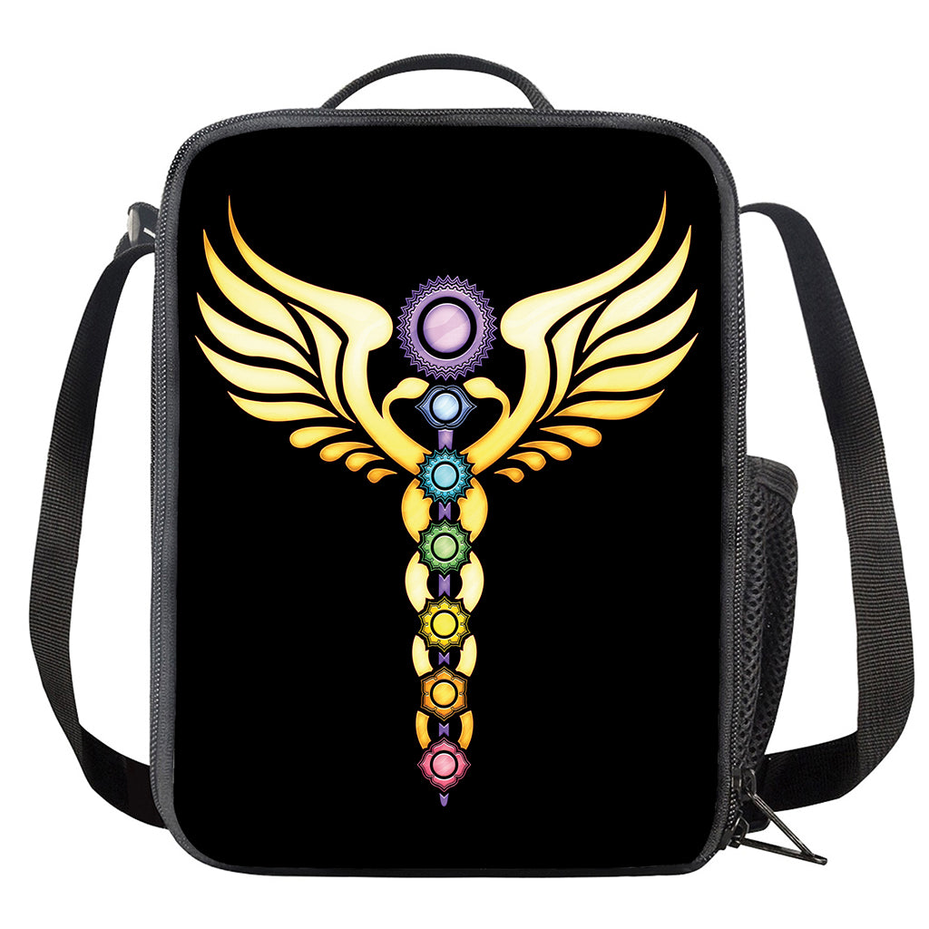 The Seven Chakras Caduceus Print Crossbody Lunch Bag