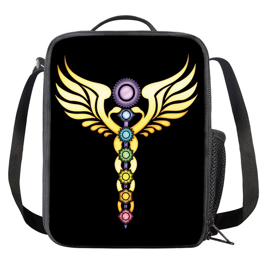The Seven Chakras Caduceus Print Crossbody Lunch Bag