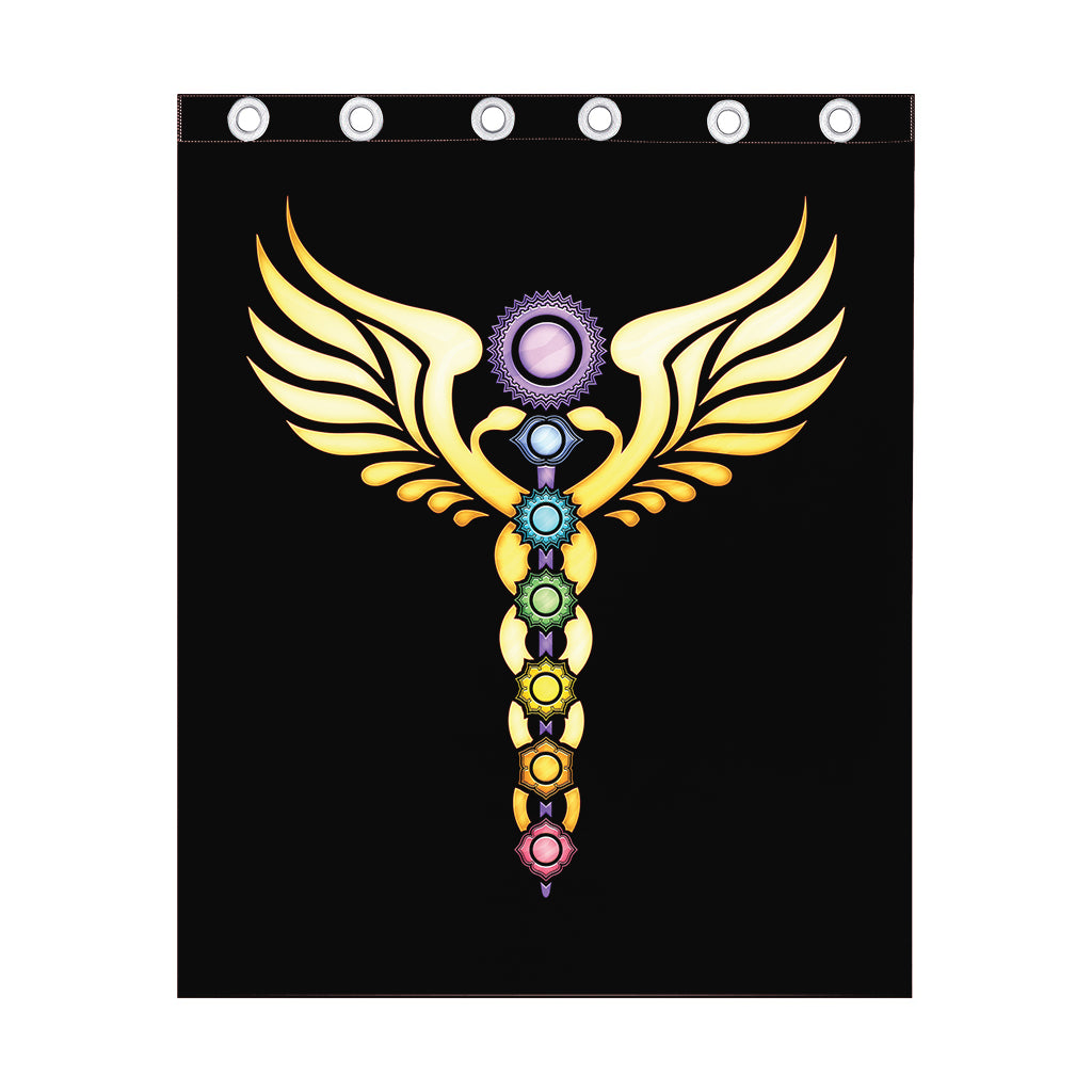 The Seven Chakras Caduceus Print Curtain