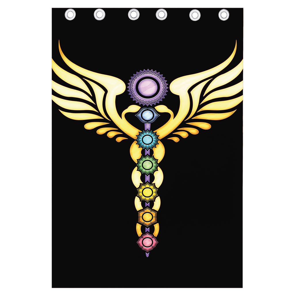 The Seven Chakras Caduceus Print Curtain
