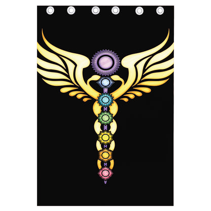 The Seven Chakras Caduceus Print Curtain