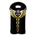 The Seven Chakras Caduceus Print Double Neoprene Wine Tote
