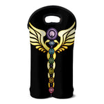 The Seven Chakras Caduceus Print Double Neoprene Wine Tote