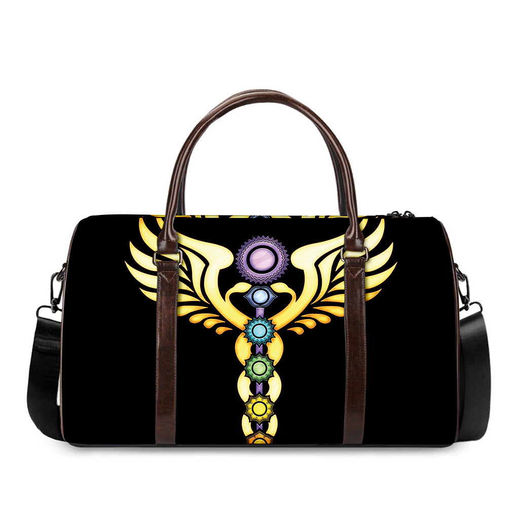 The Seven Chakras Caduceus Print Duffle Bag