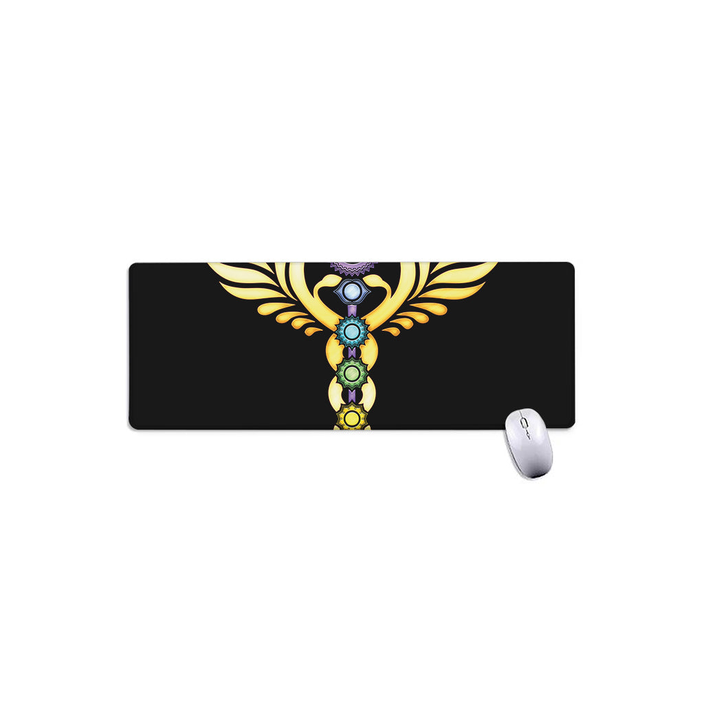 The Seven Chakras Caduceus Print Extended Mouse Pad