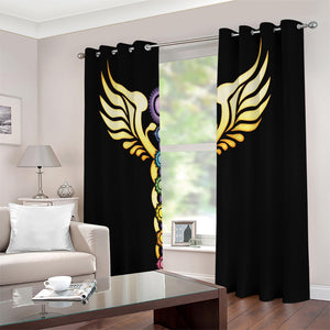 The Seven Chakras Caduceus Print Extra Wide Grommet Curtains