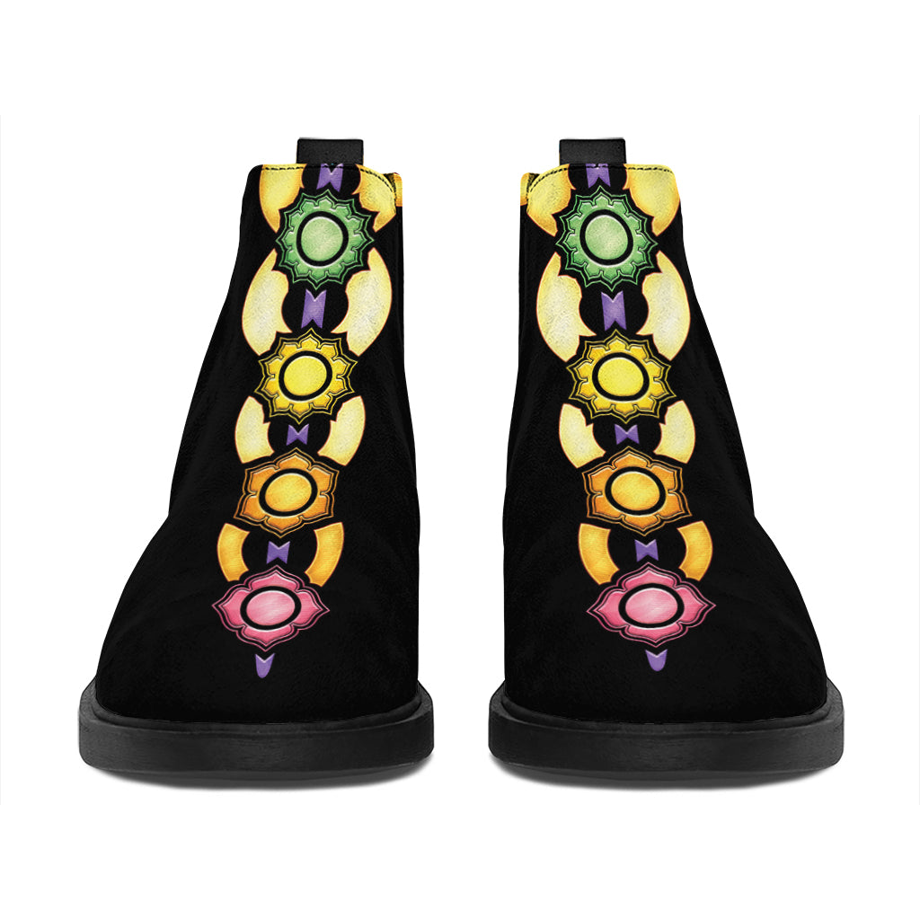 The Seven Chakras Caduceus Print Flat Ankle Boots