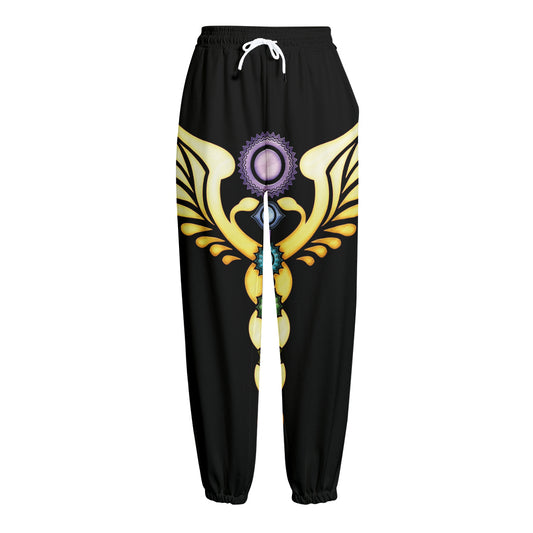 The Seven Chakras Caduceus Print Fleece Lined Knit Pants