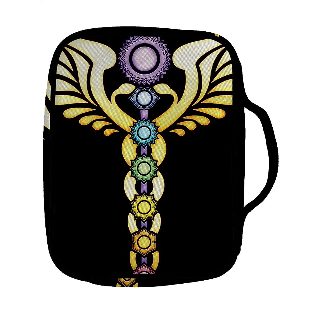 The Seven Chakras Caduceus Print Front Pocket Bible Bag