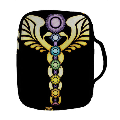 The Seven Chakras Caduceus Print Front Pocket Bible Bag