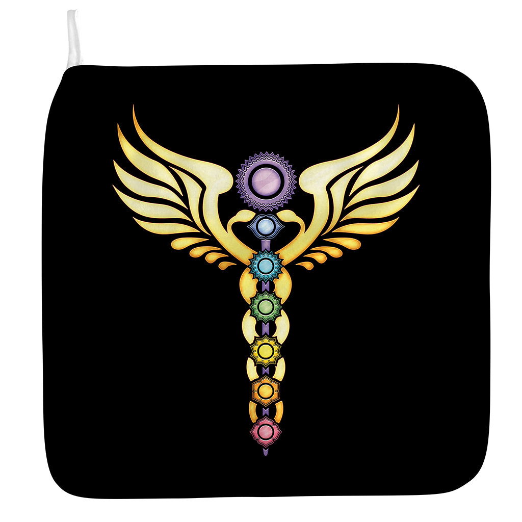 The Seven Chakras Caduceus Print Hand Towel
