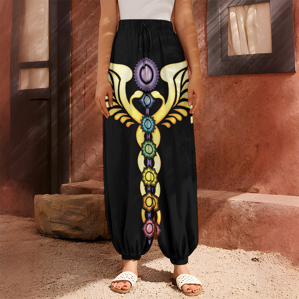 The Seven Chakras Caduceus Print Harem Pants