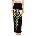 The Seven Chakras Caduceus Print High Slit Maxi Skirt