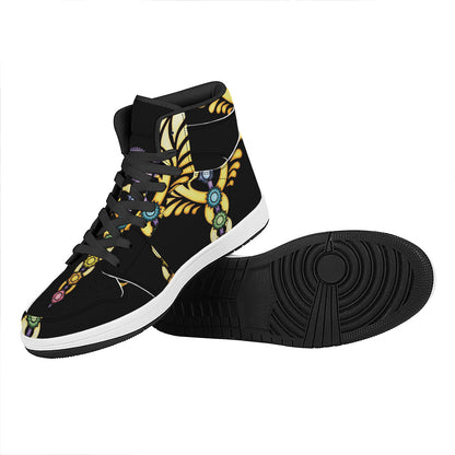 The Seven Chakras Caduceus Print High Top Leather Sneakers