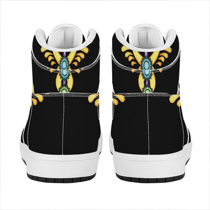 The Seven Chakras Caduceus Print High Top Leather Sneakers