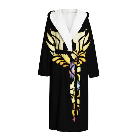 The Seven Chakras Caduceus Print Hooded Bathrobe