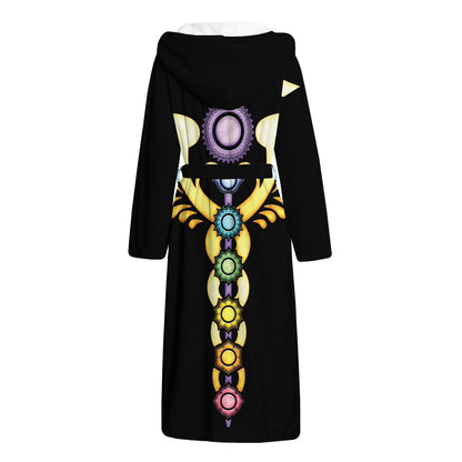 The Seven Chakras Caduceus Print Hooded Bathrobe
