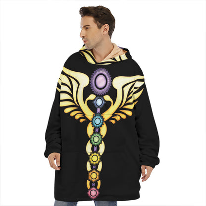 The Seven Chakras Caduceus Print Hoodie Blanket