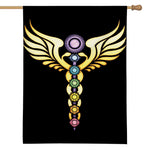 The Seven Chakras Caduceus Print House Flag