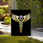 The Seven Chakras Caduceus Print House Flag