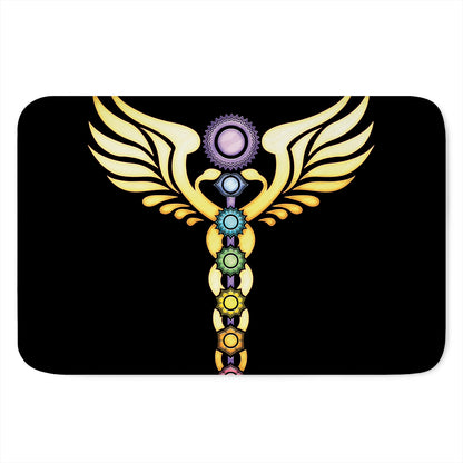 The Seven Chakras Caduceus Print Indoor Door Mat