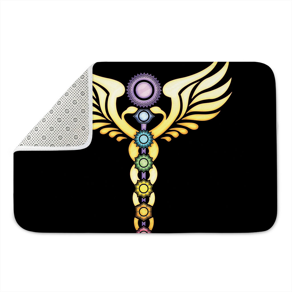 The Seven Chakras Caduceus Print Indoor Door Mat