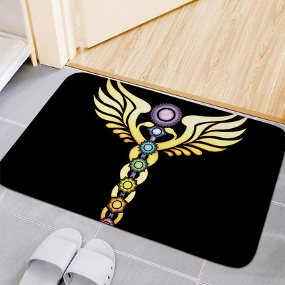 The Seven Chakras Caduceus Print Indoor Door Mat