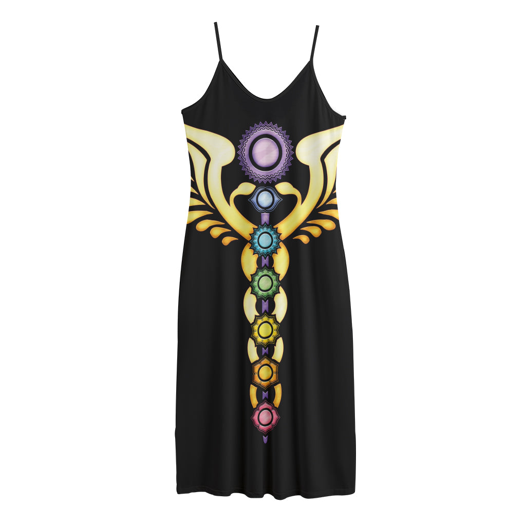 The Seven Chakras Caduceus Print Jersey Midi Cami Dress