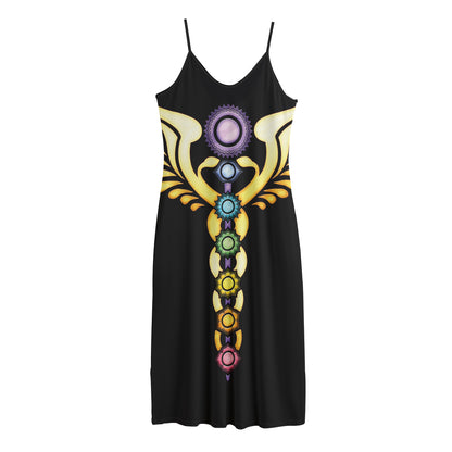 The Seven Chakras Caduceus Print Jersey Midi Cami Dress