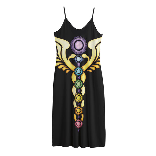 The Seven Chakras Caduceus Print Jersey Midi Cami Dress