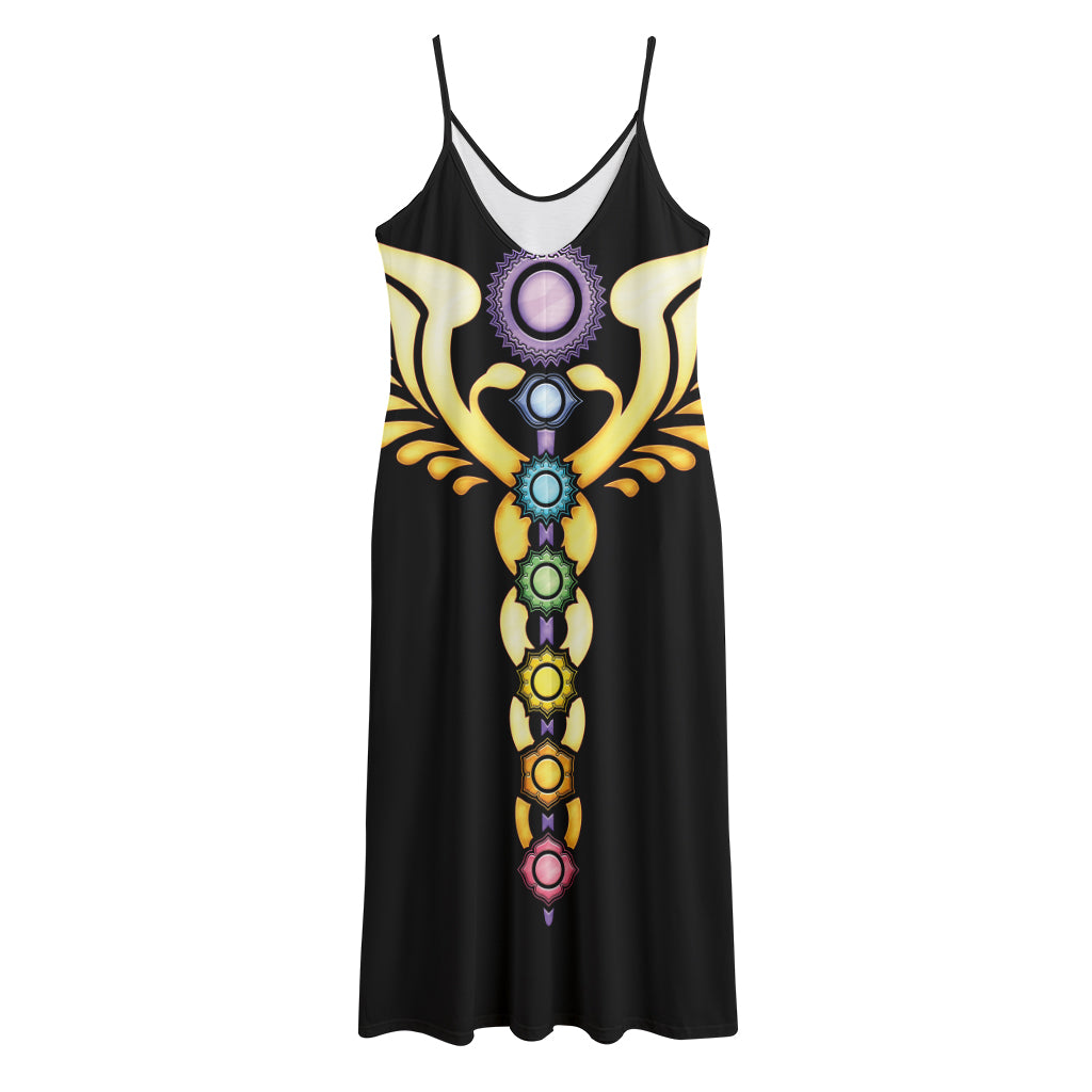 The Seven Chakras Caduceus Print Jersey Midi Cami Dress