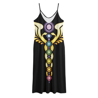 The Seven Chakras Caduceus Print Jersey Midi Cami Dress