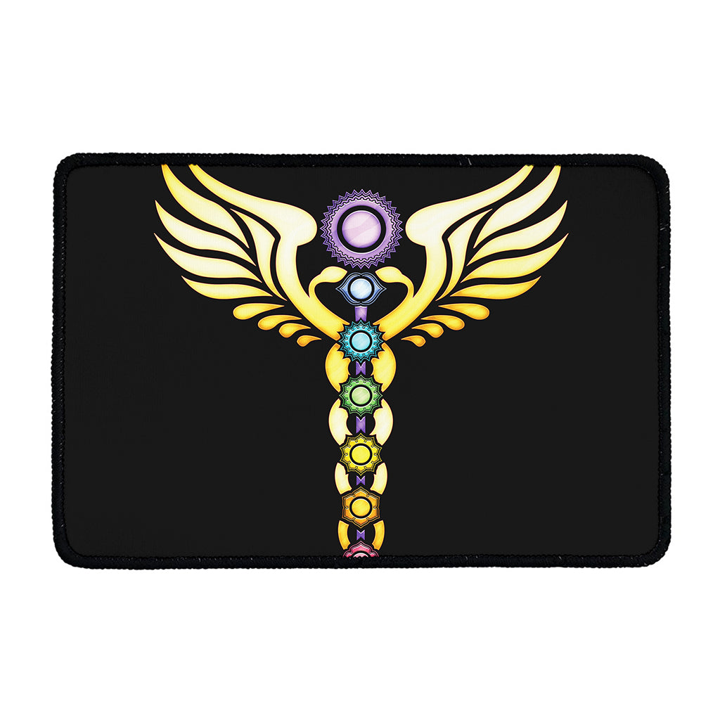 The Seven Chakras Caduceus Print Kitchen Mat