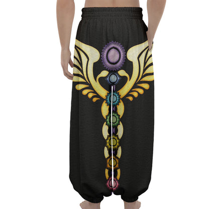 The Seven Chakras Caduceus Print Lantern Pants