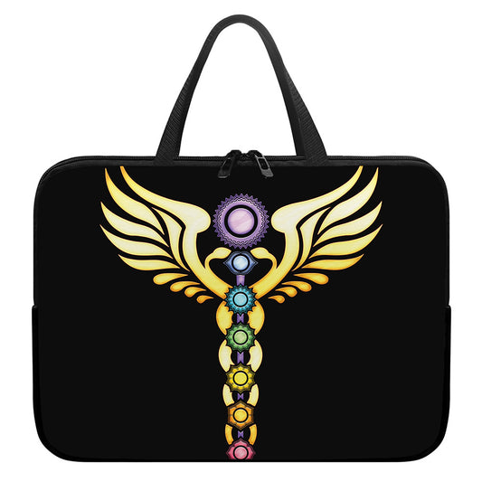 The Seven Chakras Caduceus Print Laptop Sleeve With Handle
