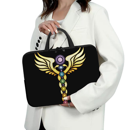 The Seven Chakras Caduceus Print Laptop Sleeve With Handle
