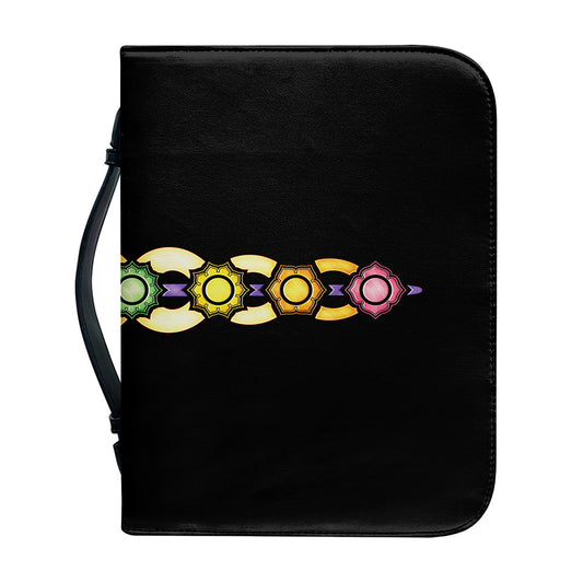 The Seven Chakras Caduceus Print Leather Bible Cover