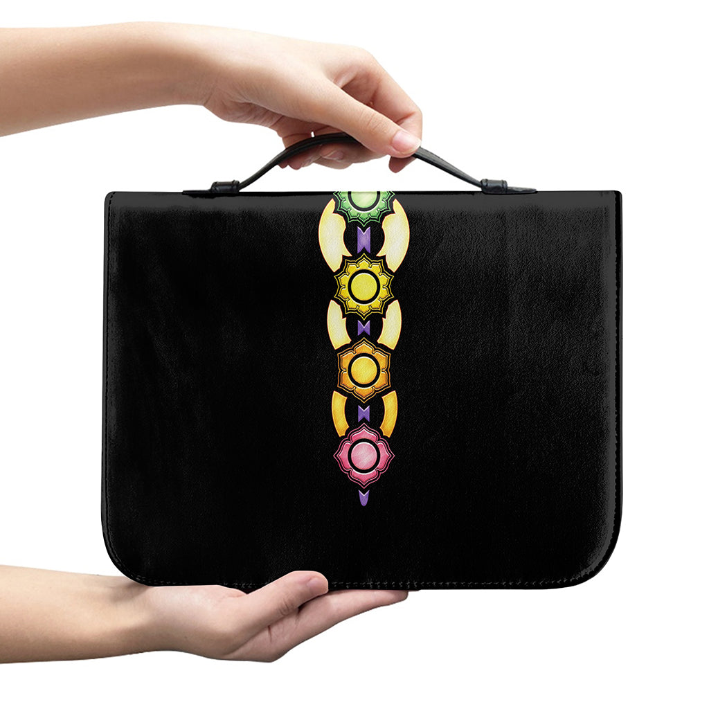 The Seven Chakras Caduceus Print Leather Bible Cover