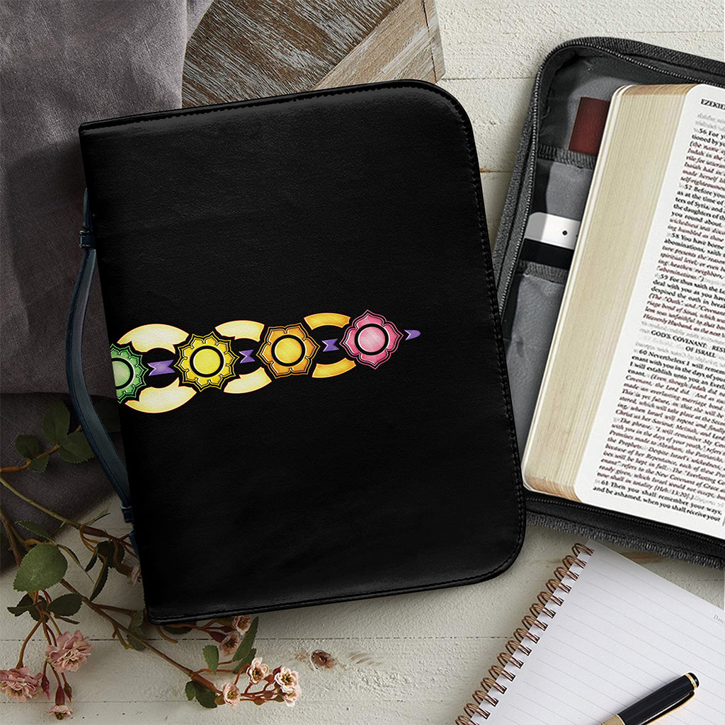 The Seven Chakras Caduceus Print Leather Bible Cover