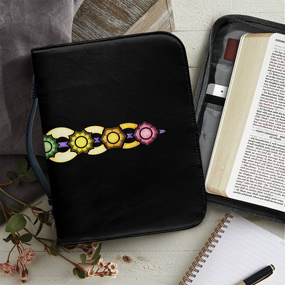 The Seven Chakras Caduceus Print Leather Bible Cover