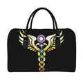 The Seven Chakras Caduceus Print Leather Duffel Bag