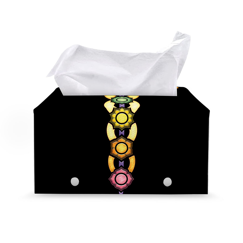 The Seven Chakras Caduceus Print Leather Tissue Box Cover