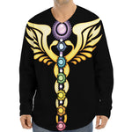 The Seven Chakras Caduceus Print Long Sleeve Baseball Jersey